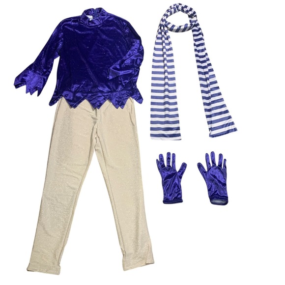 Miser Cosplay Costume Mens Small Mischievous Outfit Scarf Gloves‎ Blue White - Picture 1 of 2